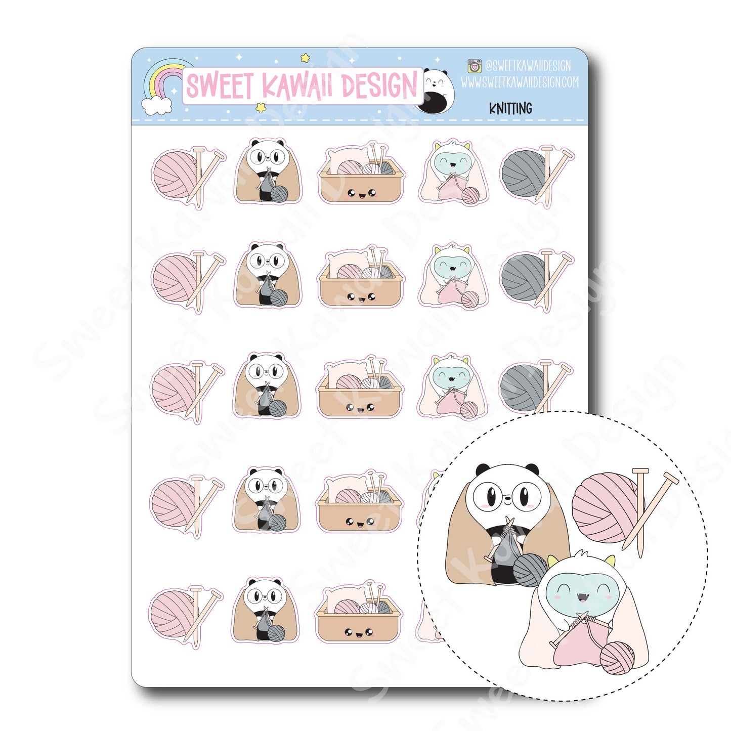 Kawaii Knitting Stickers