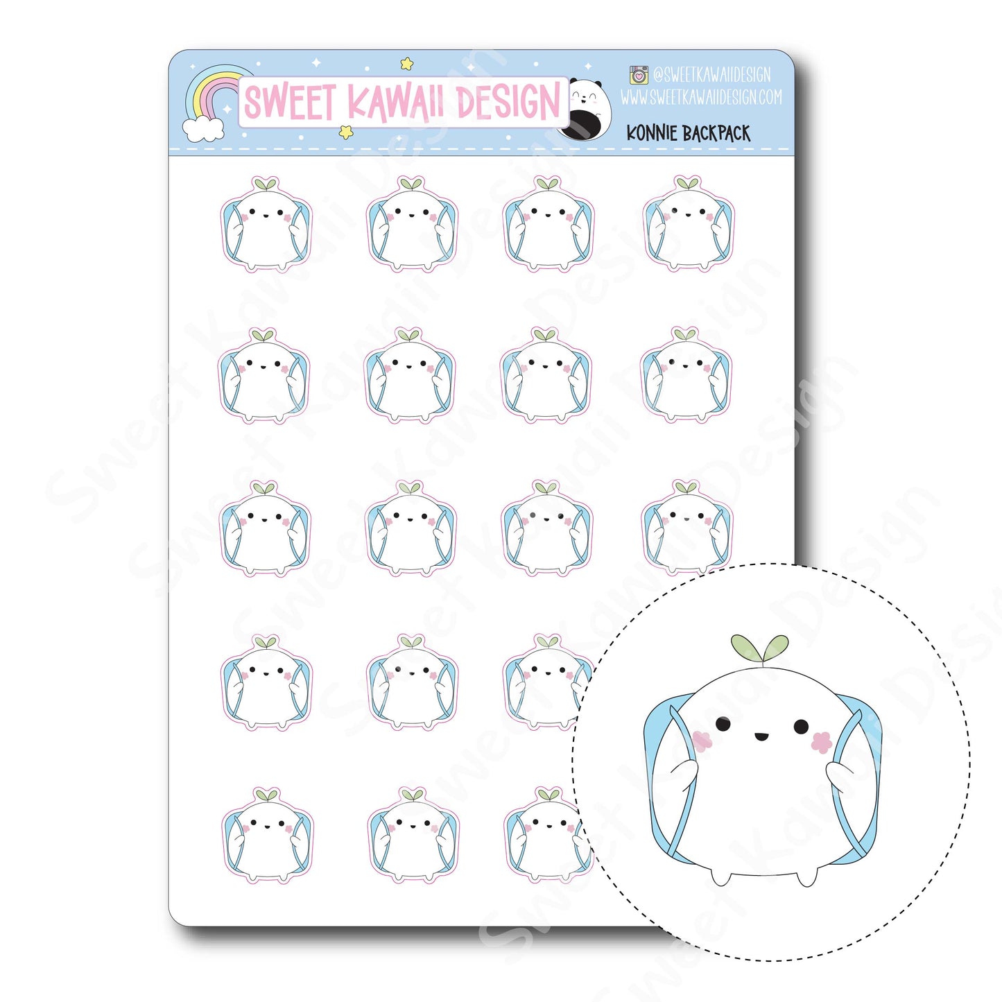 Kawaii Konnie Stickers - Backpack