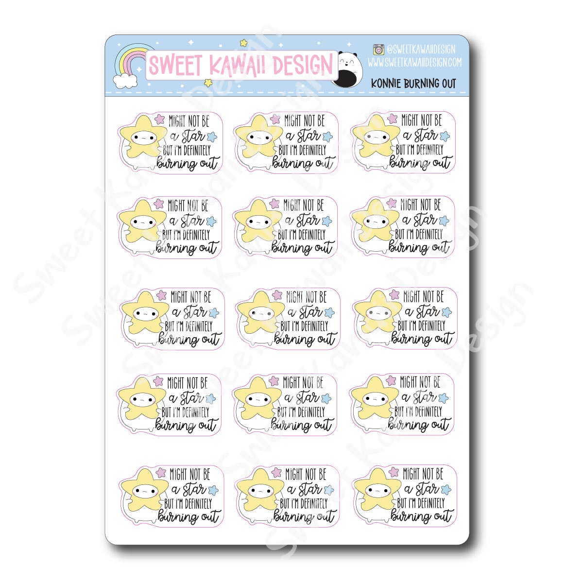 Kawaii Konnie Stickers -Burning Out