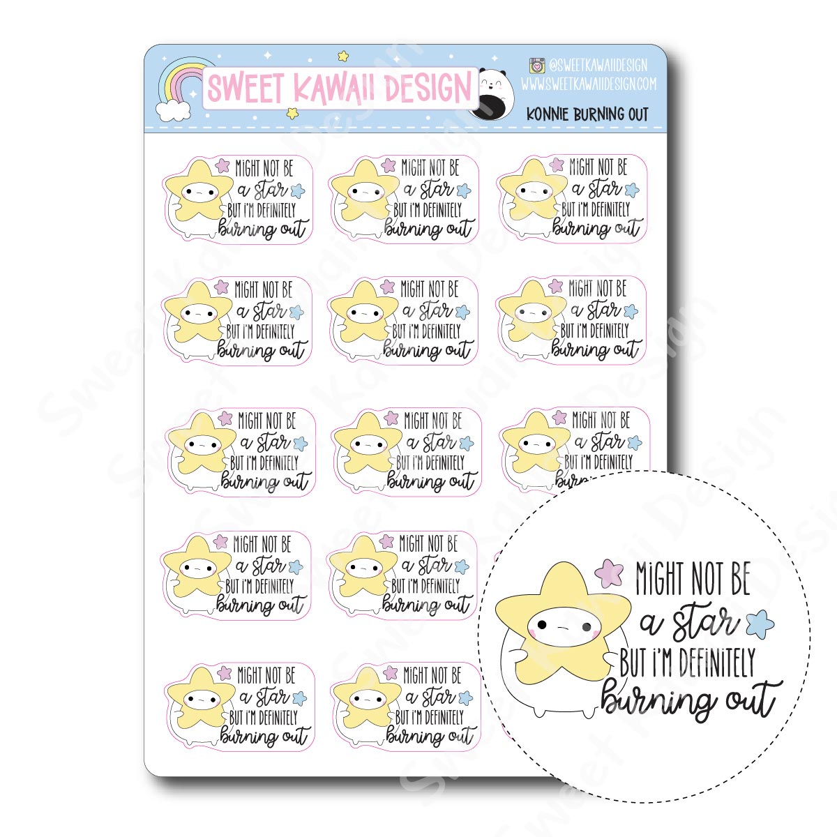 Kawaii Konnie Stickers -Burning Out