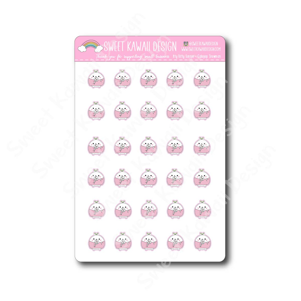 Kawaii Konnie Stickers - Cakepop Snowman