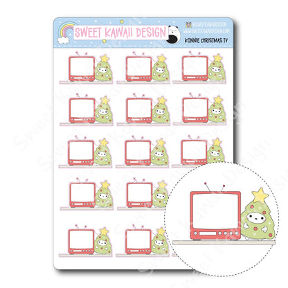 Kawaii Konnie Stickers - Christmas TV