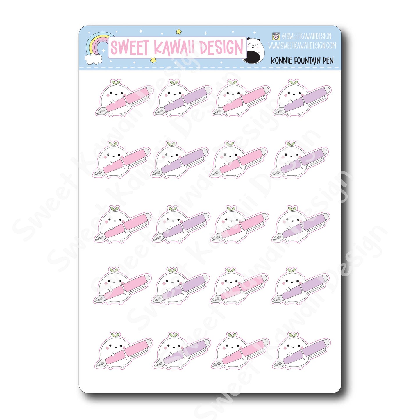 Kawaii Konnie Stickers - Fountain Pen