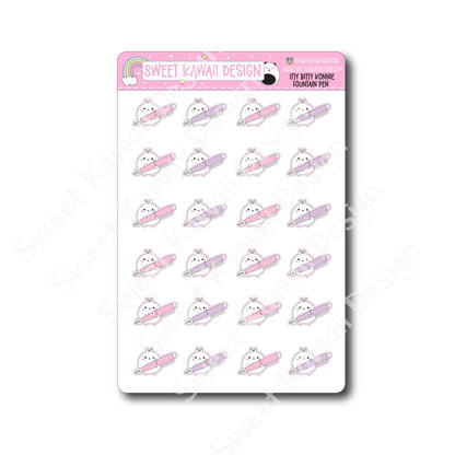 Kawaii Konnie Stickers - Fountain Pen