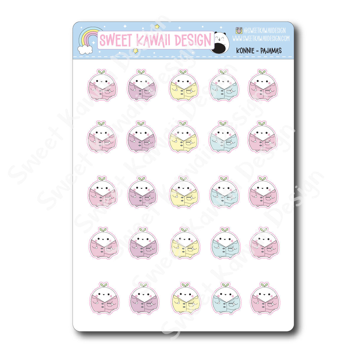 Kawaii Konnie Stickers - Pajamas