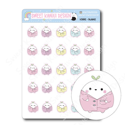 Kawaii Konnie Stickers - Pajamas