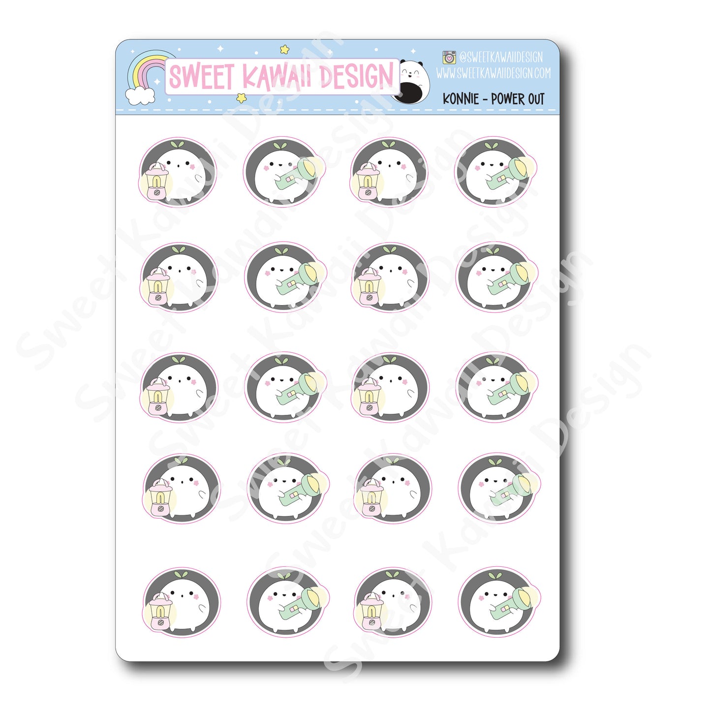 Kawaii Konnie Stickers - Power Out