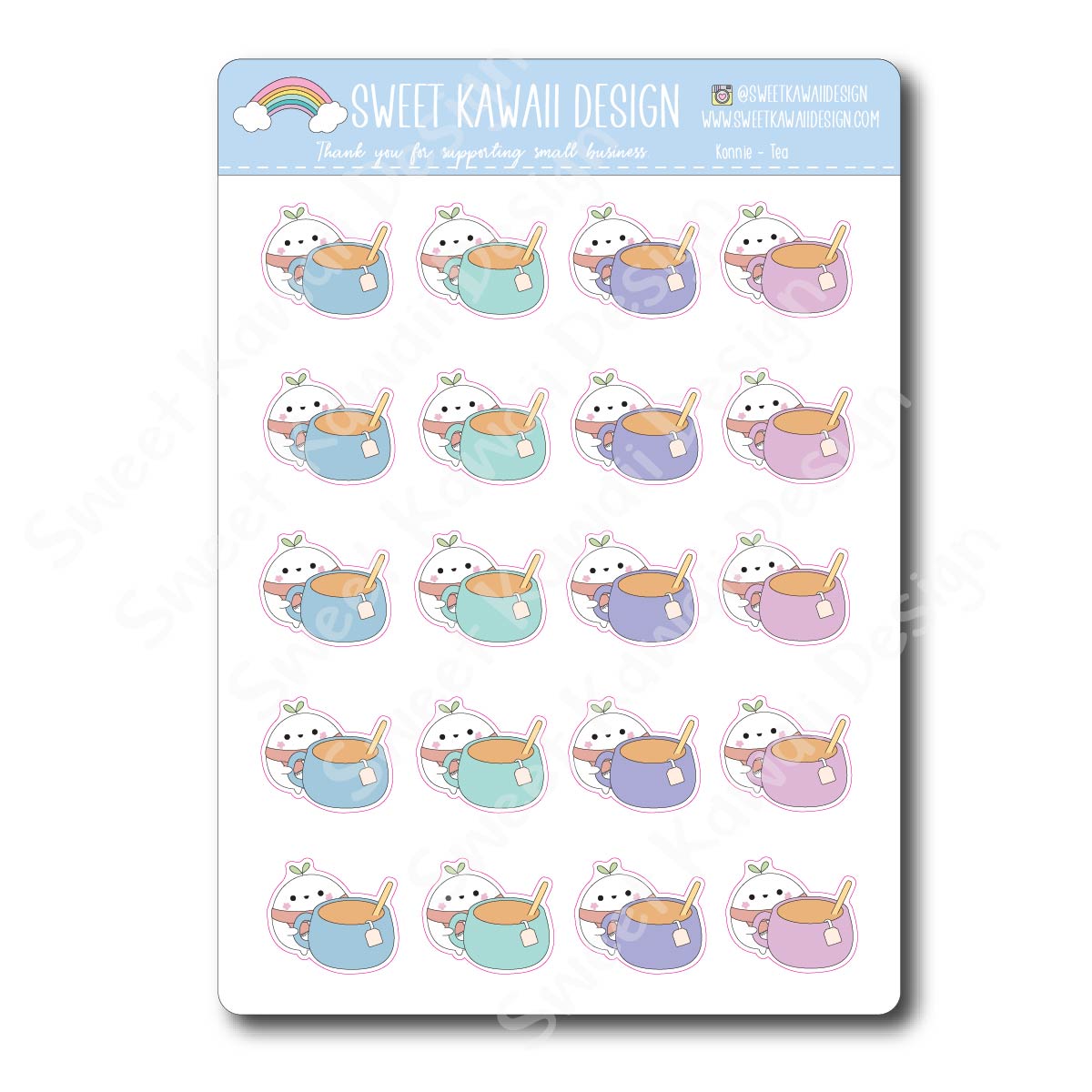 Kawaii Konnie Stickers - Tea