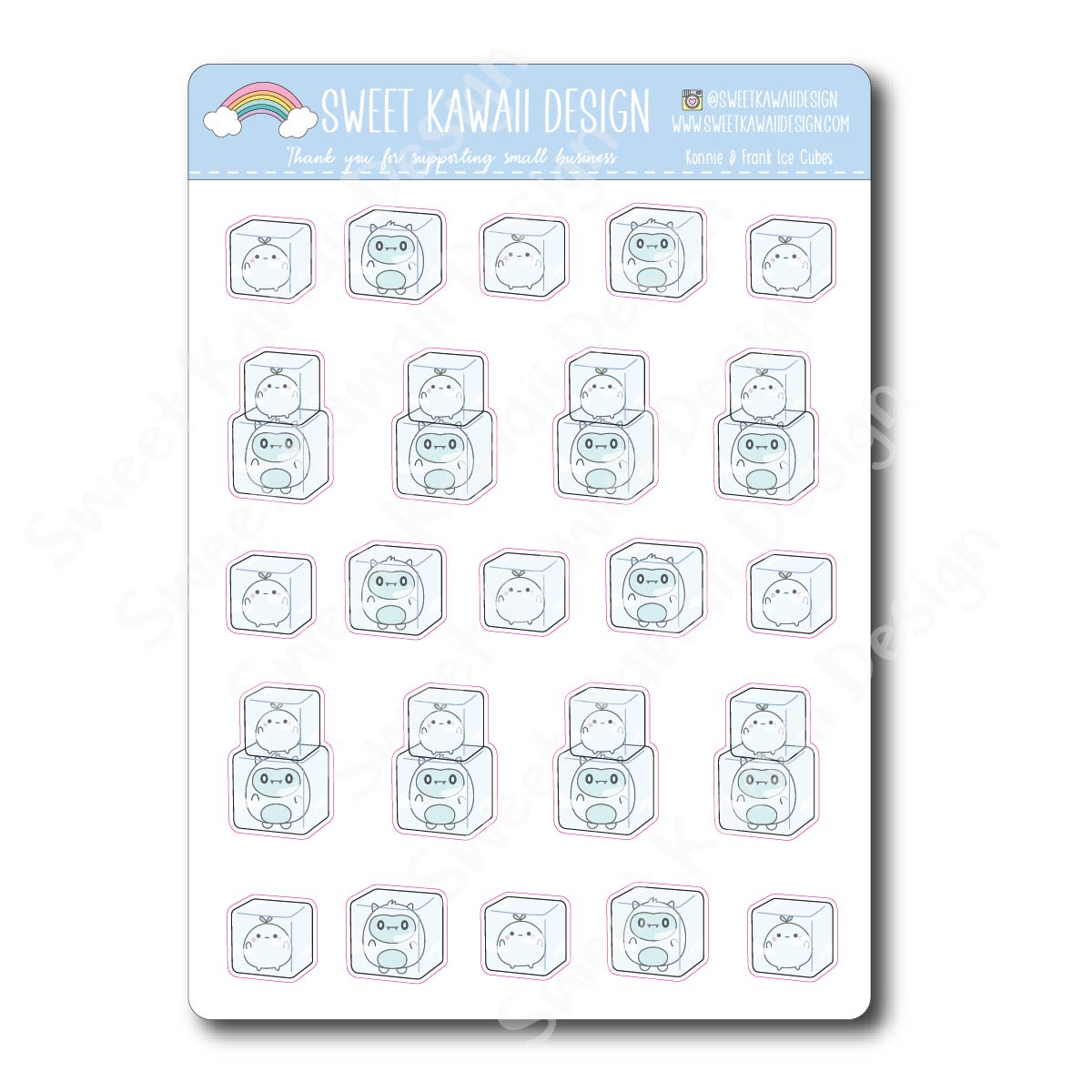 Kawaii Konnie and Frank Ice Cube Stickers