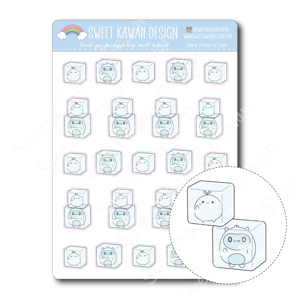 Kawaii Konnie and Frank Ice Cube Stickers