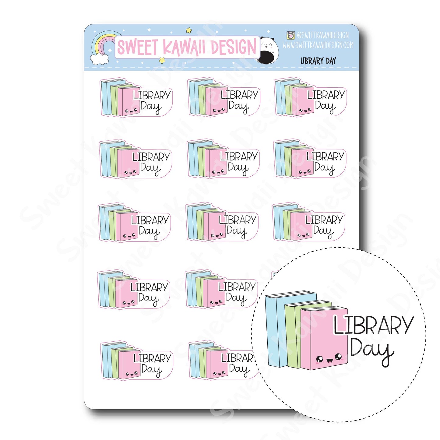 Kawaii Library Day Stickers