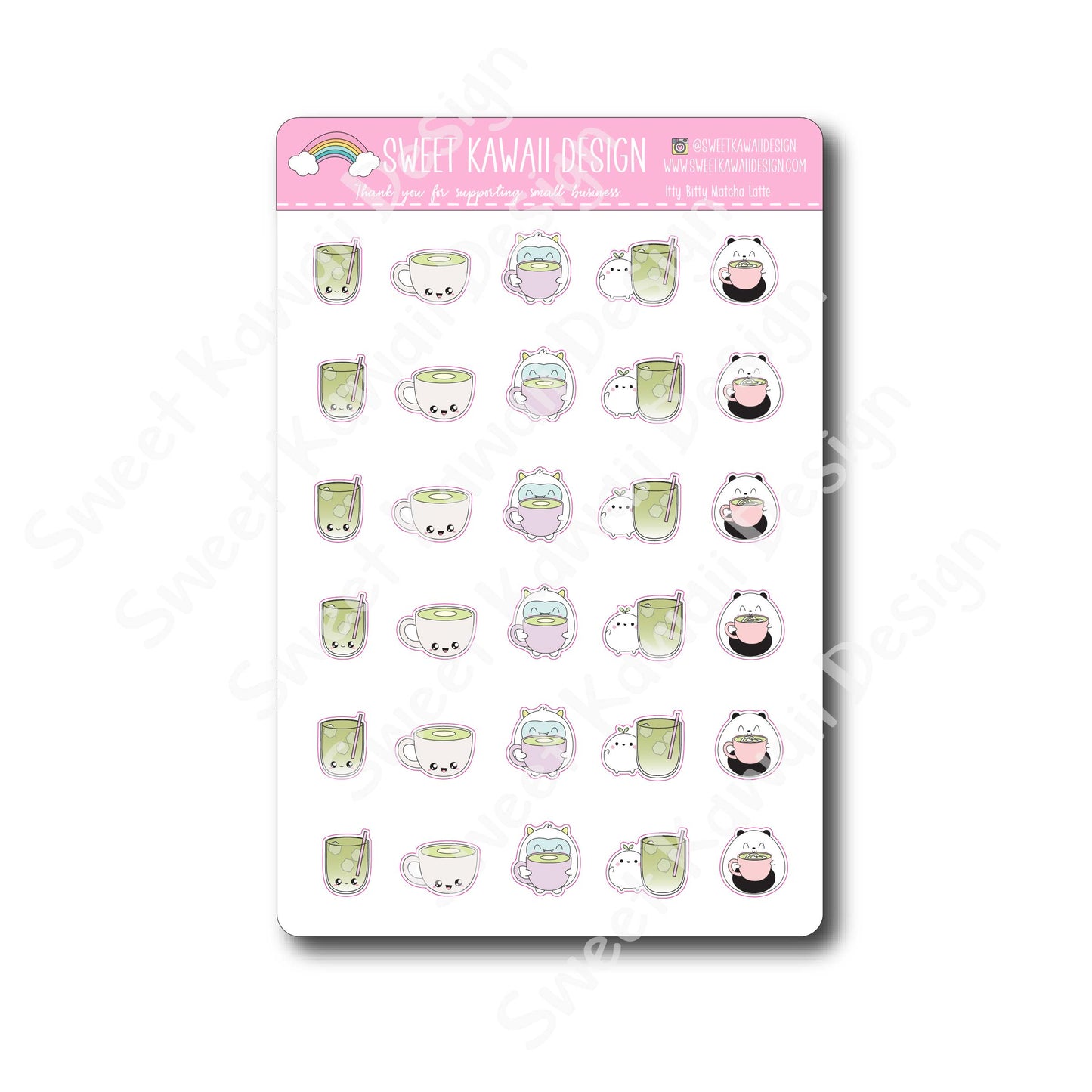 Kawaii Matcha Latte Stickers