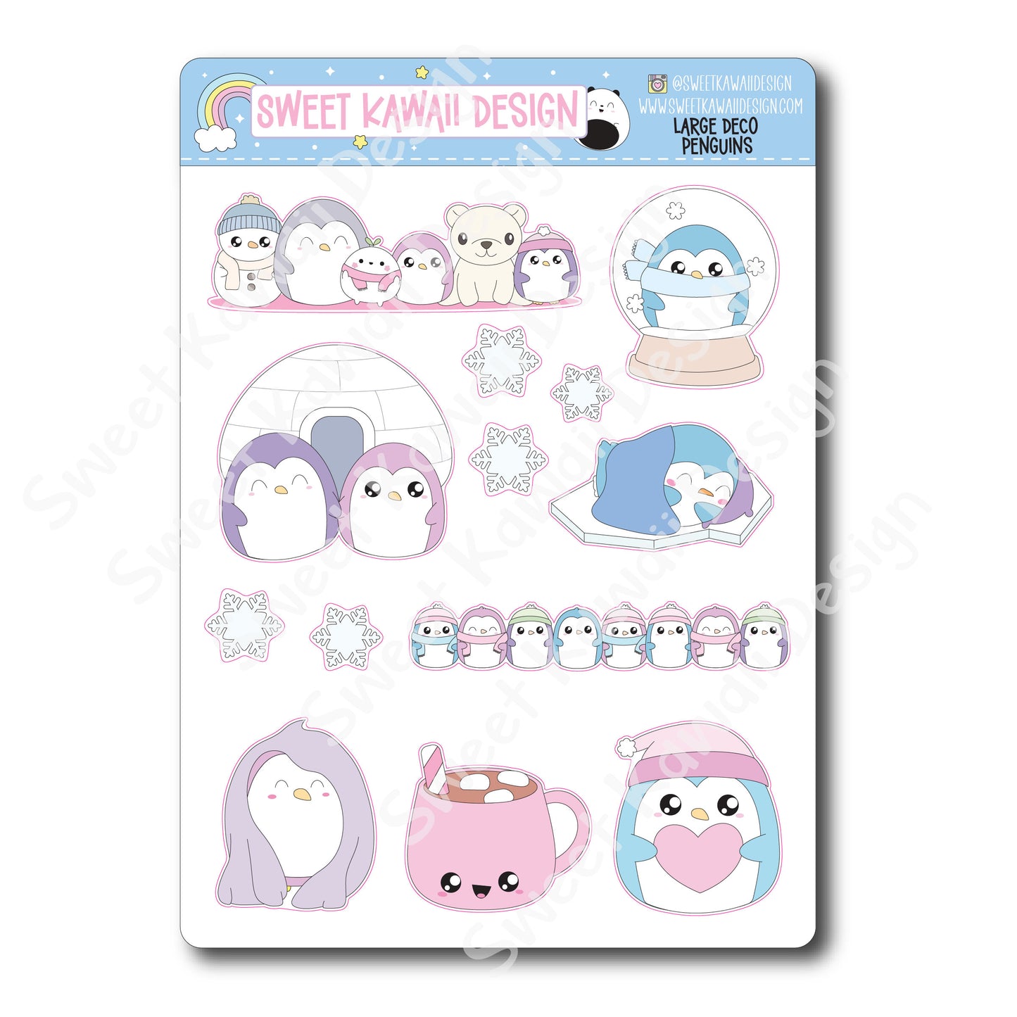 Kawaii Penguin Deco (LARGE) Stickers