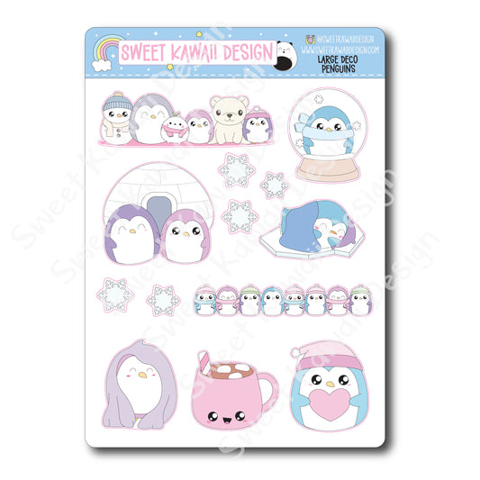 Kawaii Penguin Deco (LARGE) Stickers