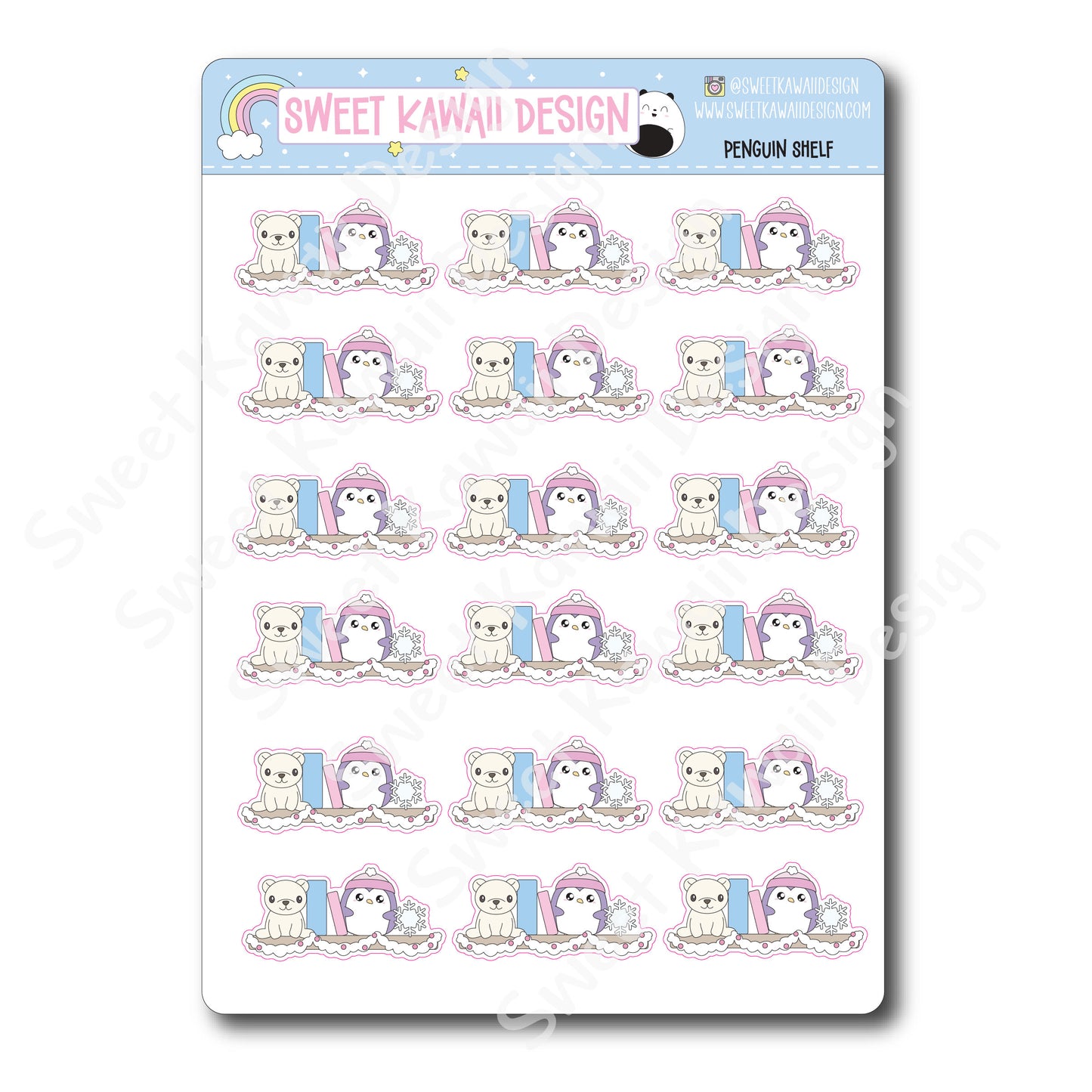 Kawaii Penguin Shelf Stickers