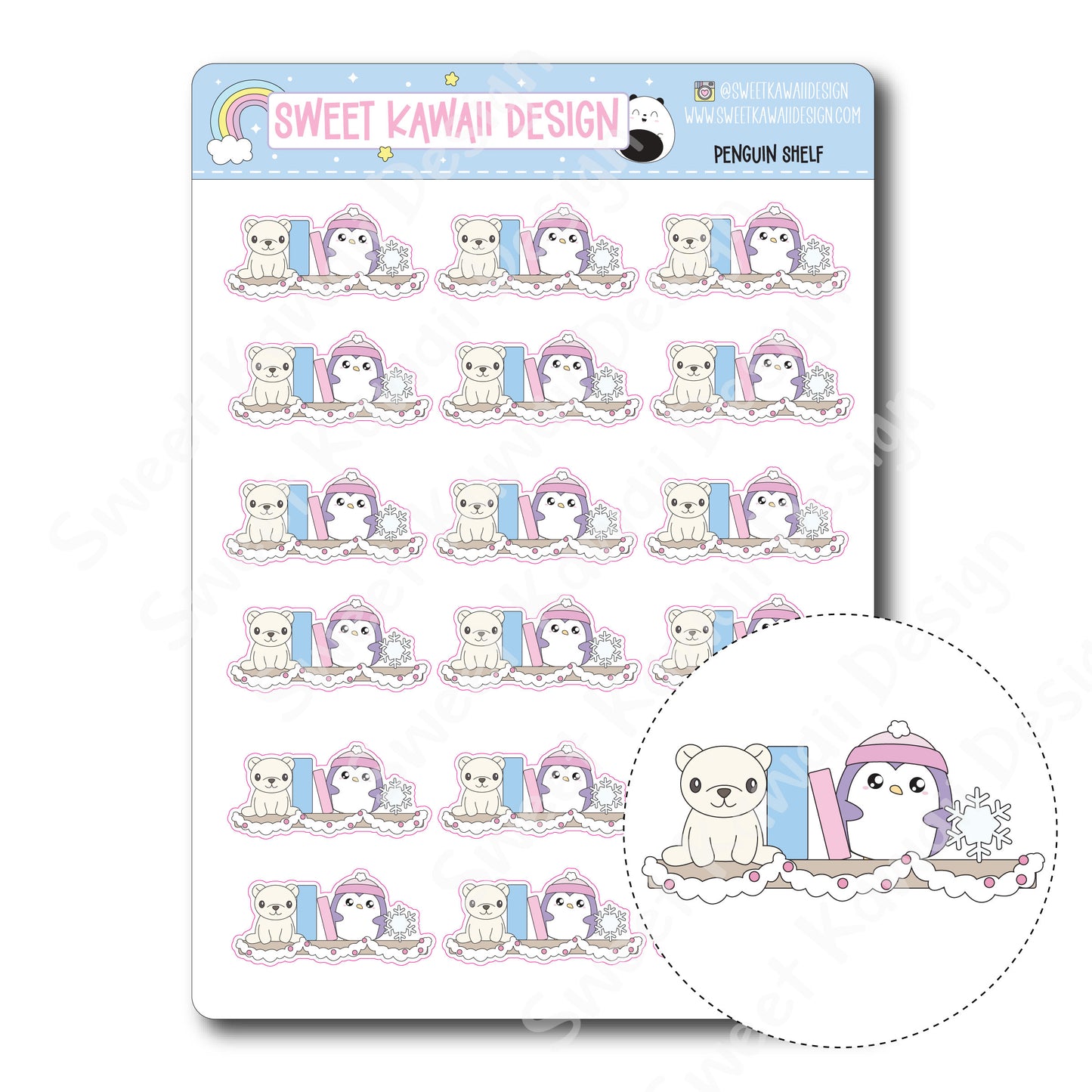 Kawaii Penguin Shelf Stickers