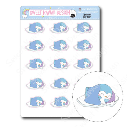 Kawaii Penguin Stickers - Nap Time