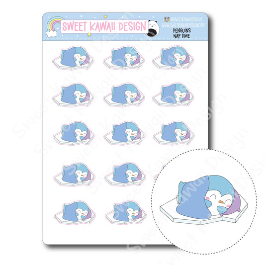 Kawaii Penguin Stickers - Nap Time