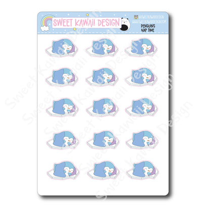 Kawaii Penguin Stickers - Nap Time