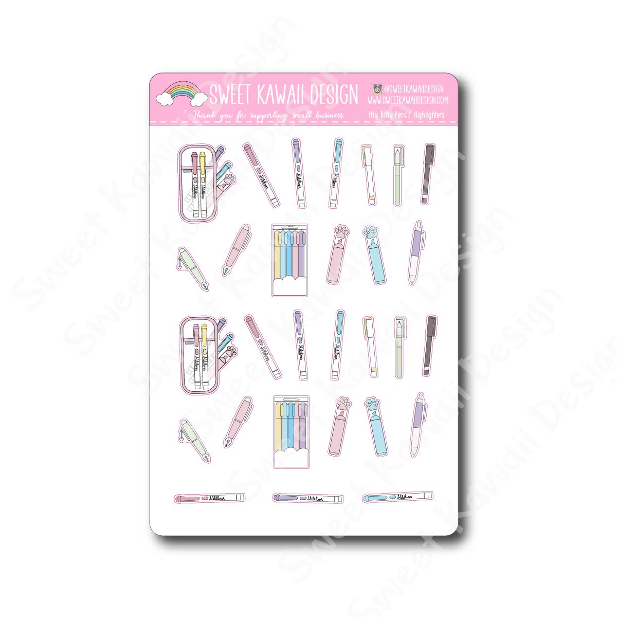 Kawaii Pens/Highlighter Stickers