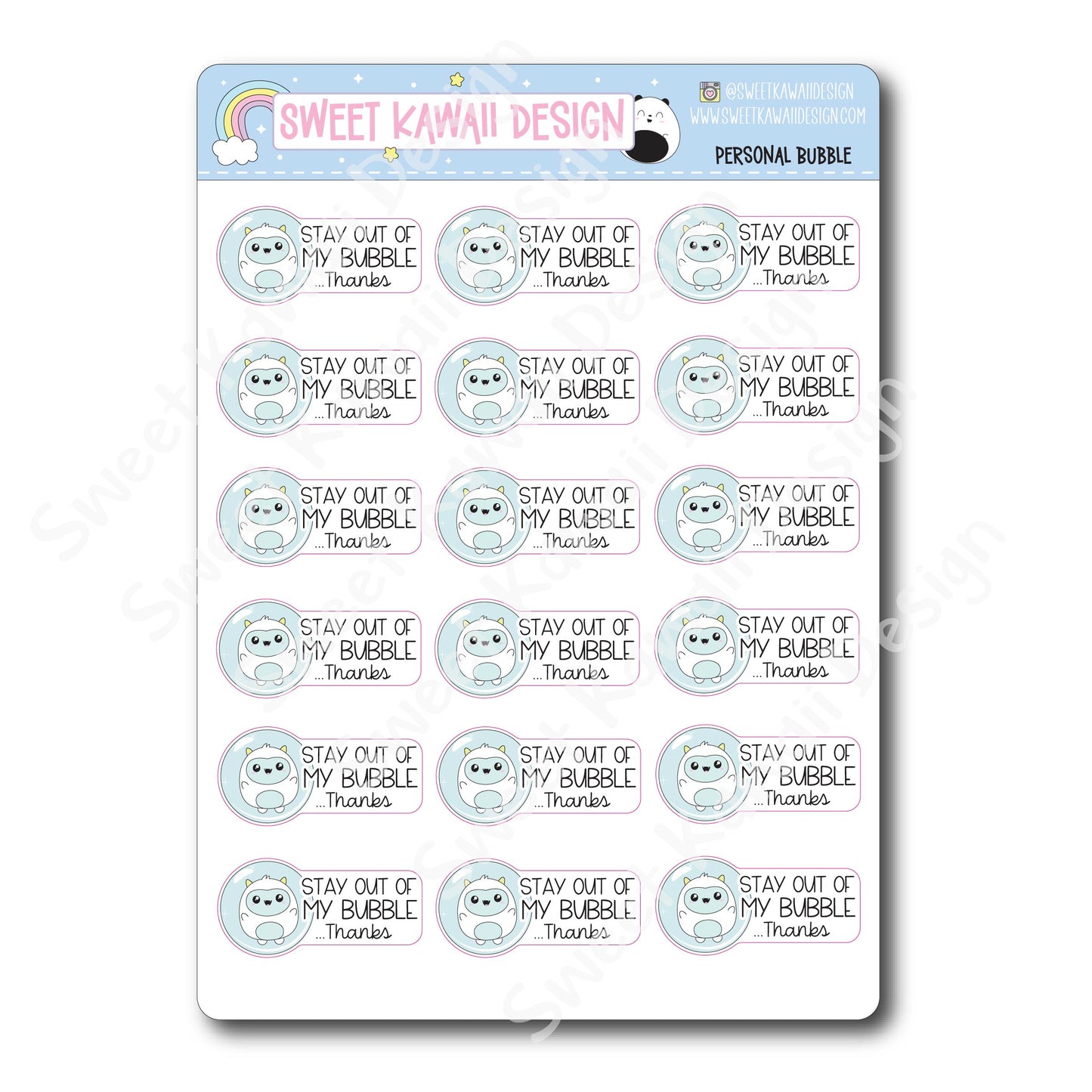 Kawaii Personal Bubble Stickers