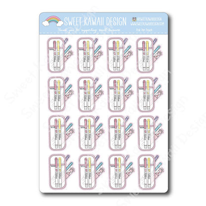 Kawaii Pink Pen Pouch Stickers