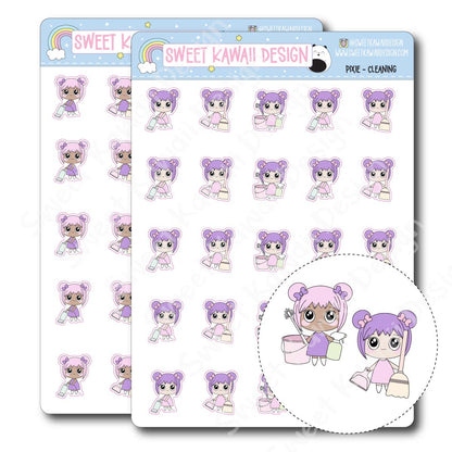 Kawaii Pixie Stickers - Cleaning