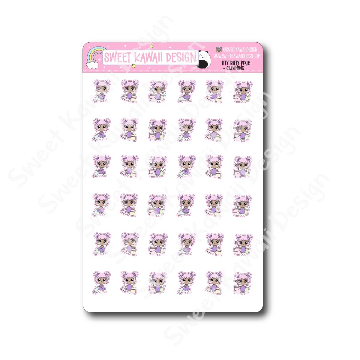 Kawaii Pixie Stickers - Cleaning