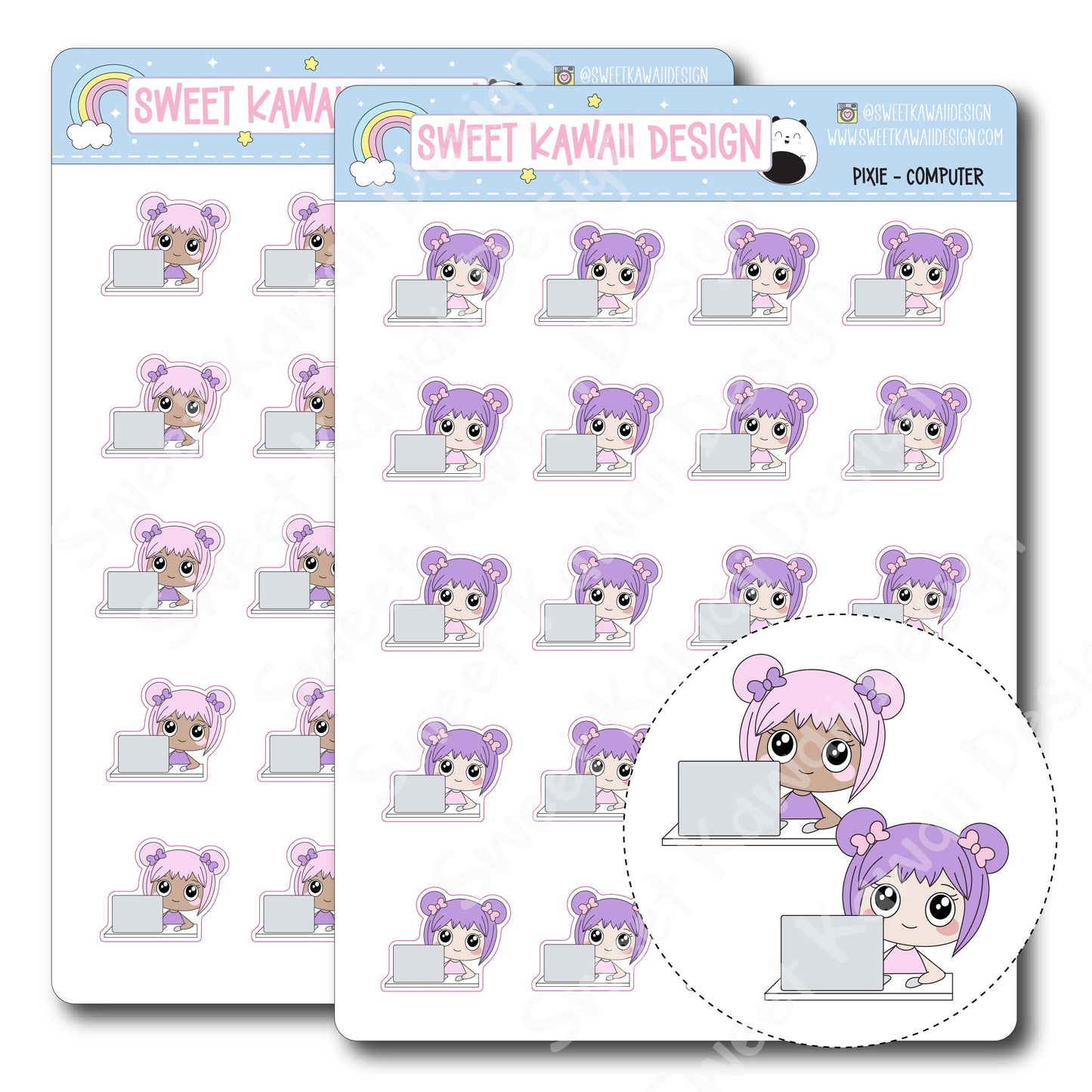 Kawaii Pixie Stickers - Computer