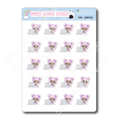 Kawaii Pixie Stickers - Computer