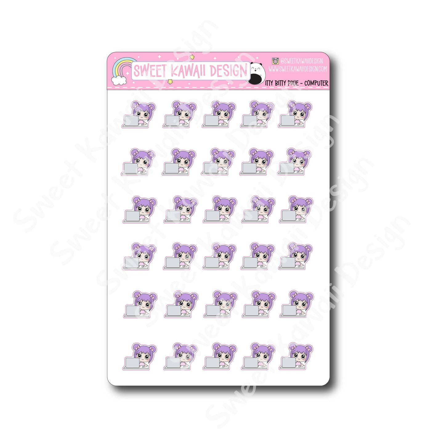 Kawaii Pixie Stickers - Computer