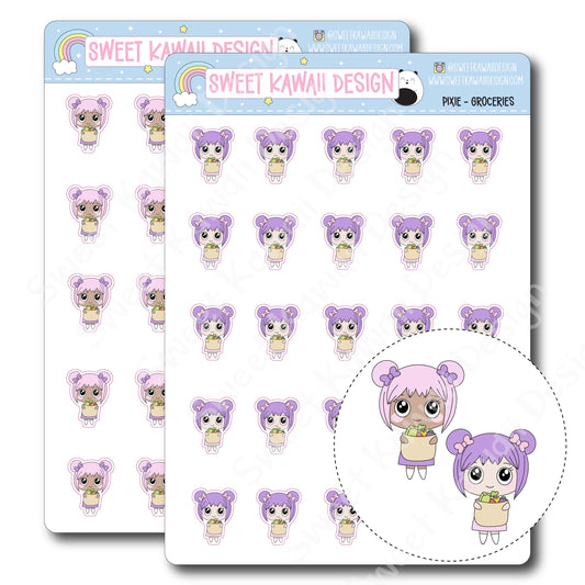 Kawaii Pixie Stickers - Groceries