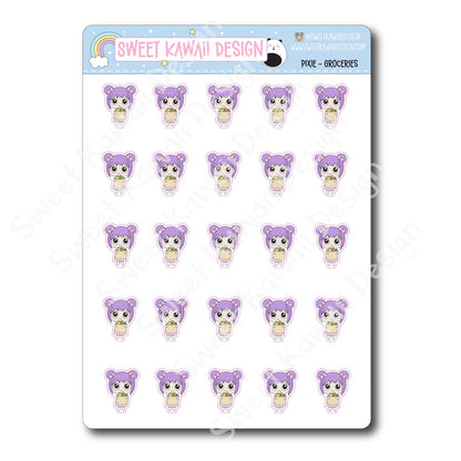 Kawaii Pixie Stickers - Groceries