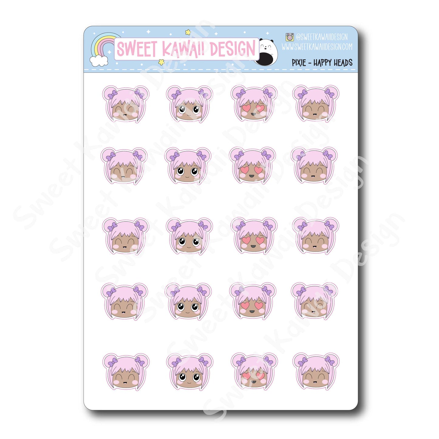 Kawaii Pixie Stickers - Happy Heads