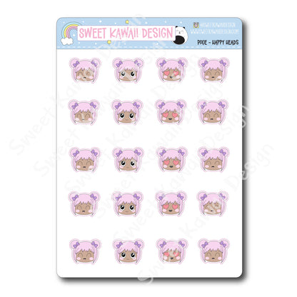 Kawaii Pixie Stickers - Happy Heads