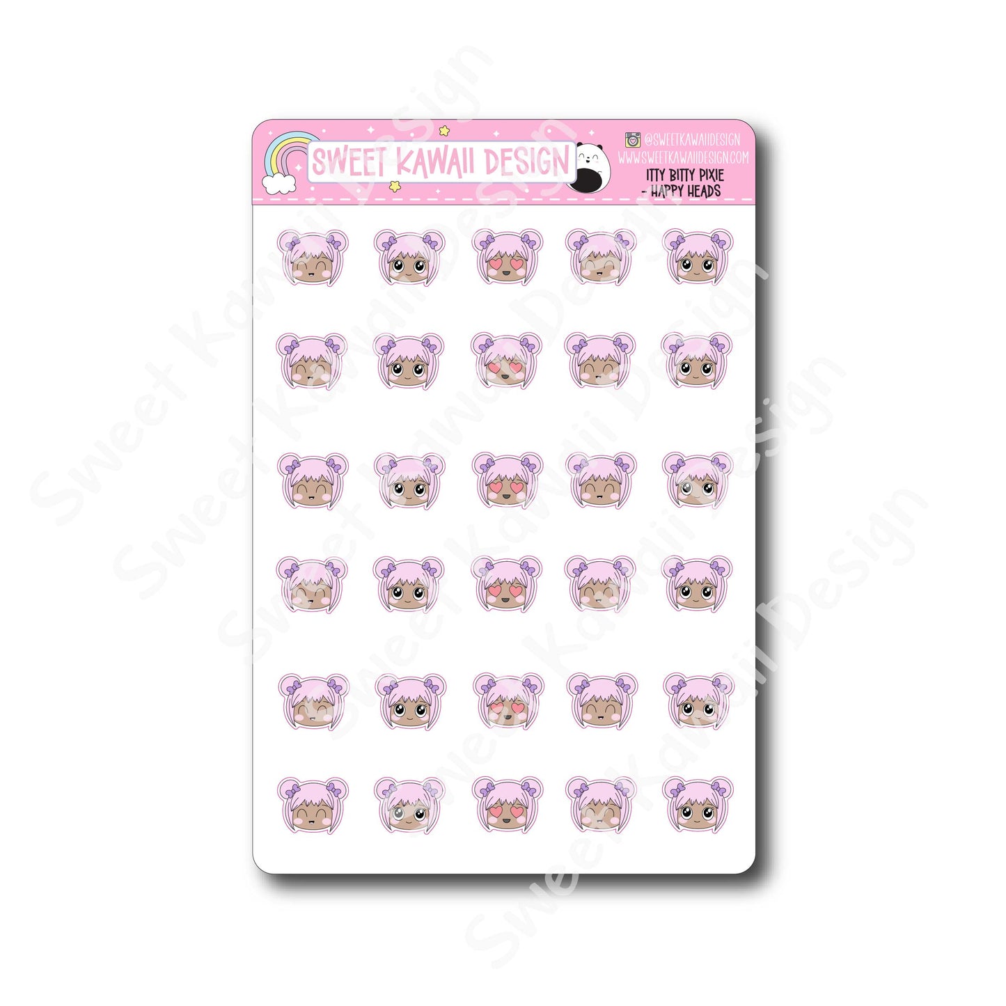 Kawaii Pixie Stickers - Happy Heads