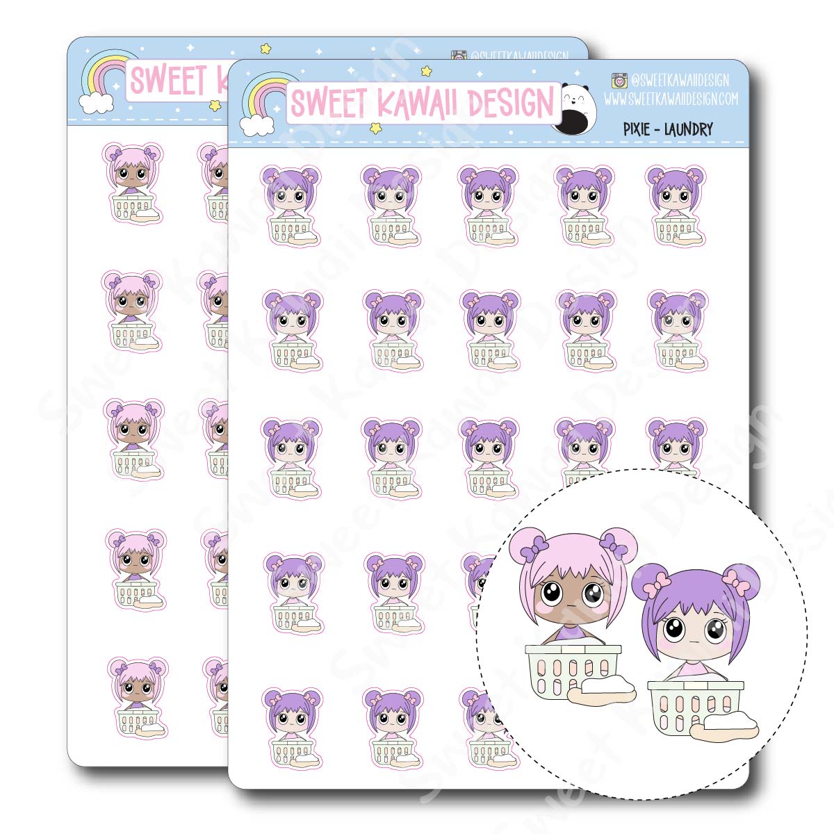 Kawaii Pixie Stickers - Laundry