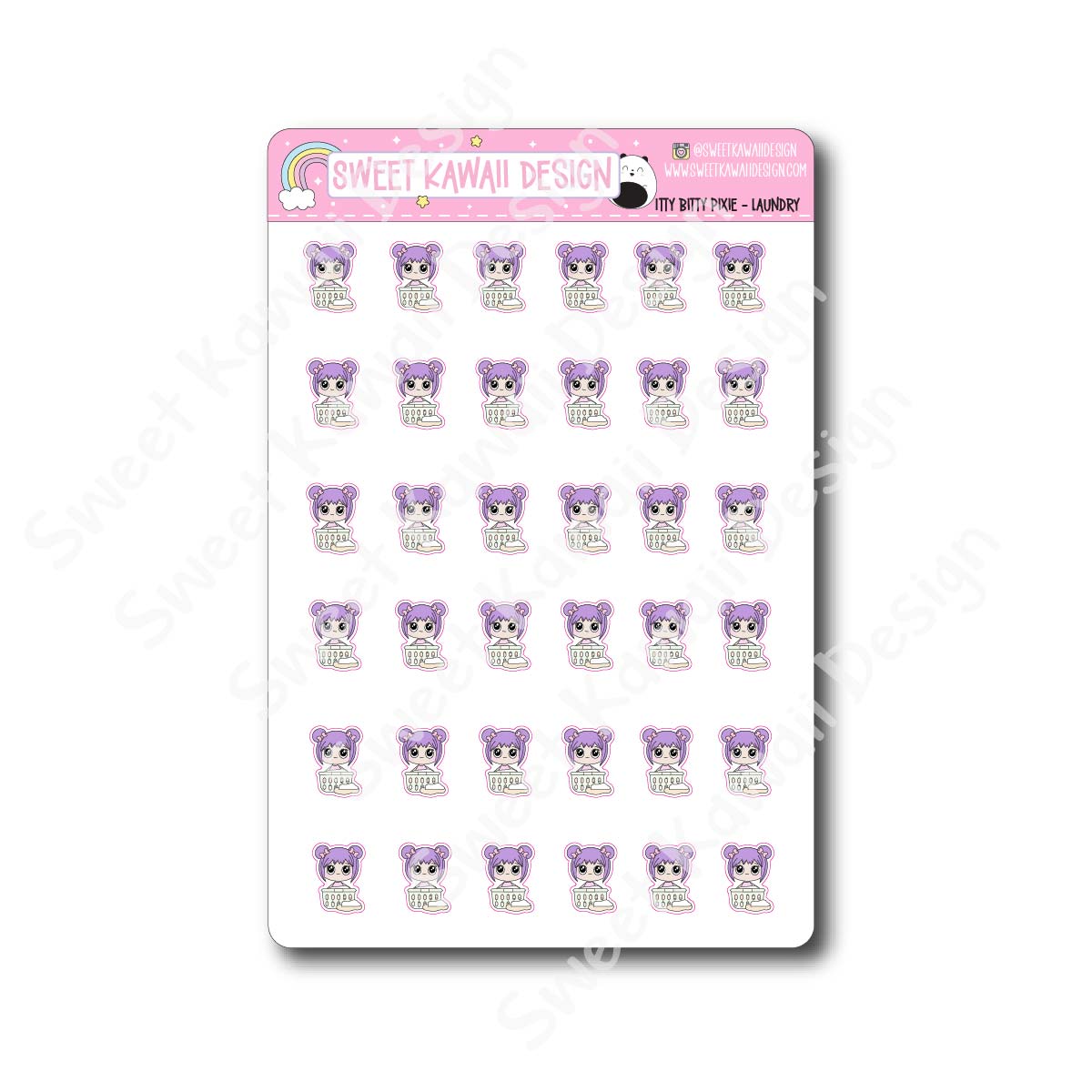 Kawaii Pixie Stickers - Laundry