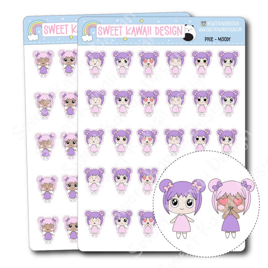 Kawaii Pixie Stickers - Moody