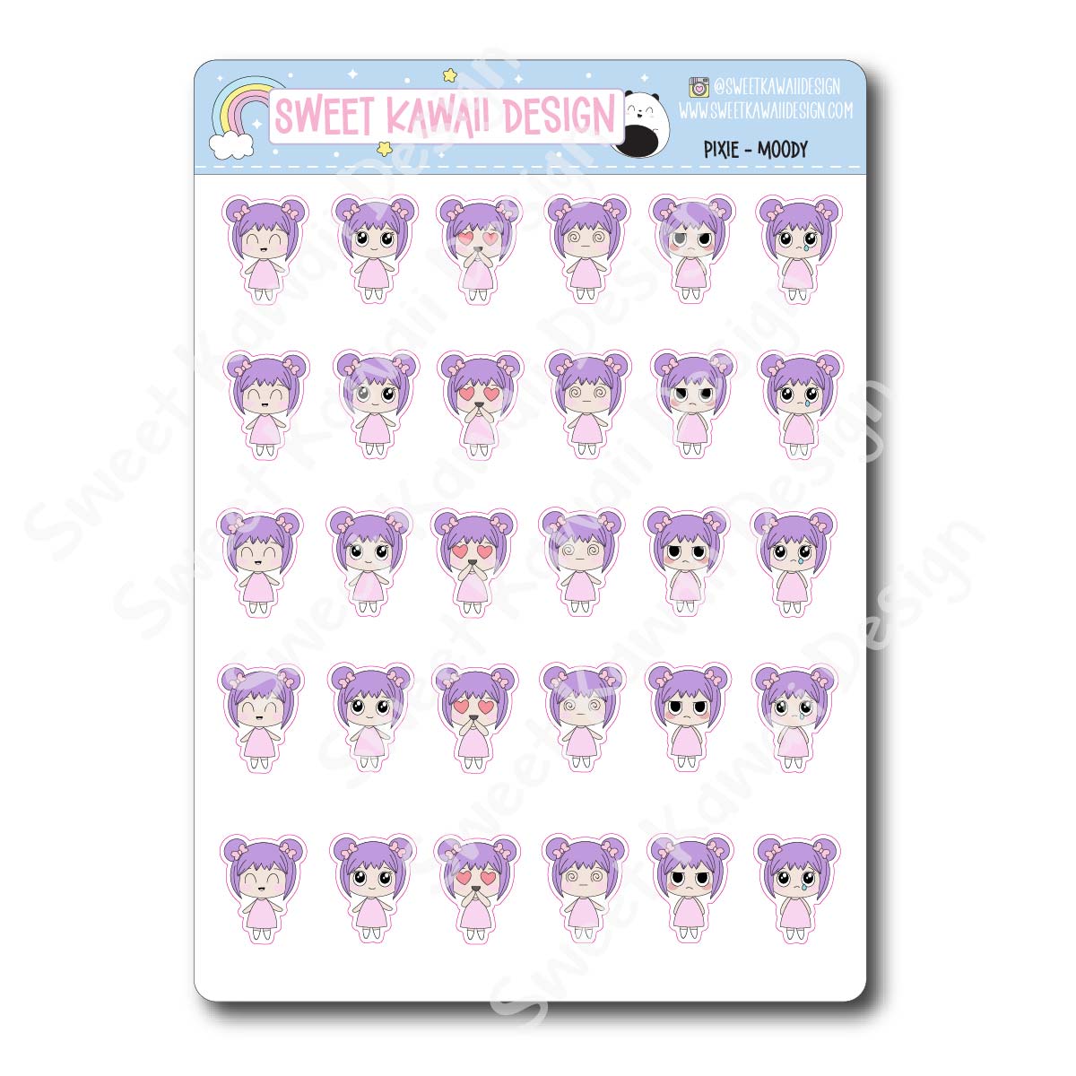 Kawaii Pixie Stickers - Moody