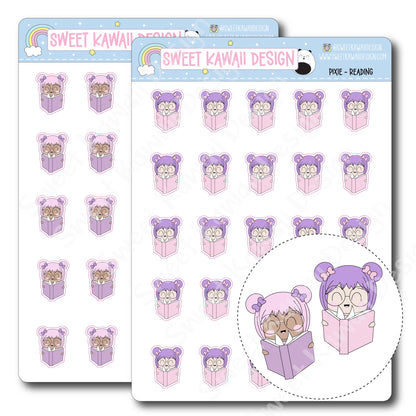 Kawaii Pixie Stickers - Reading