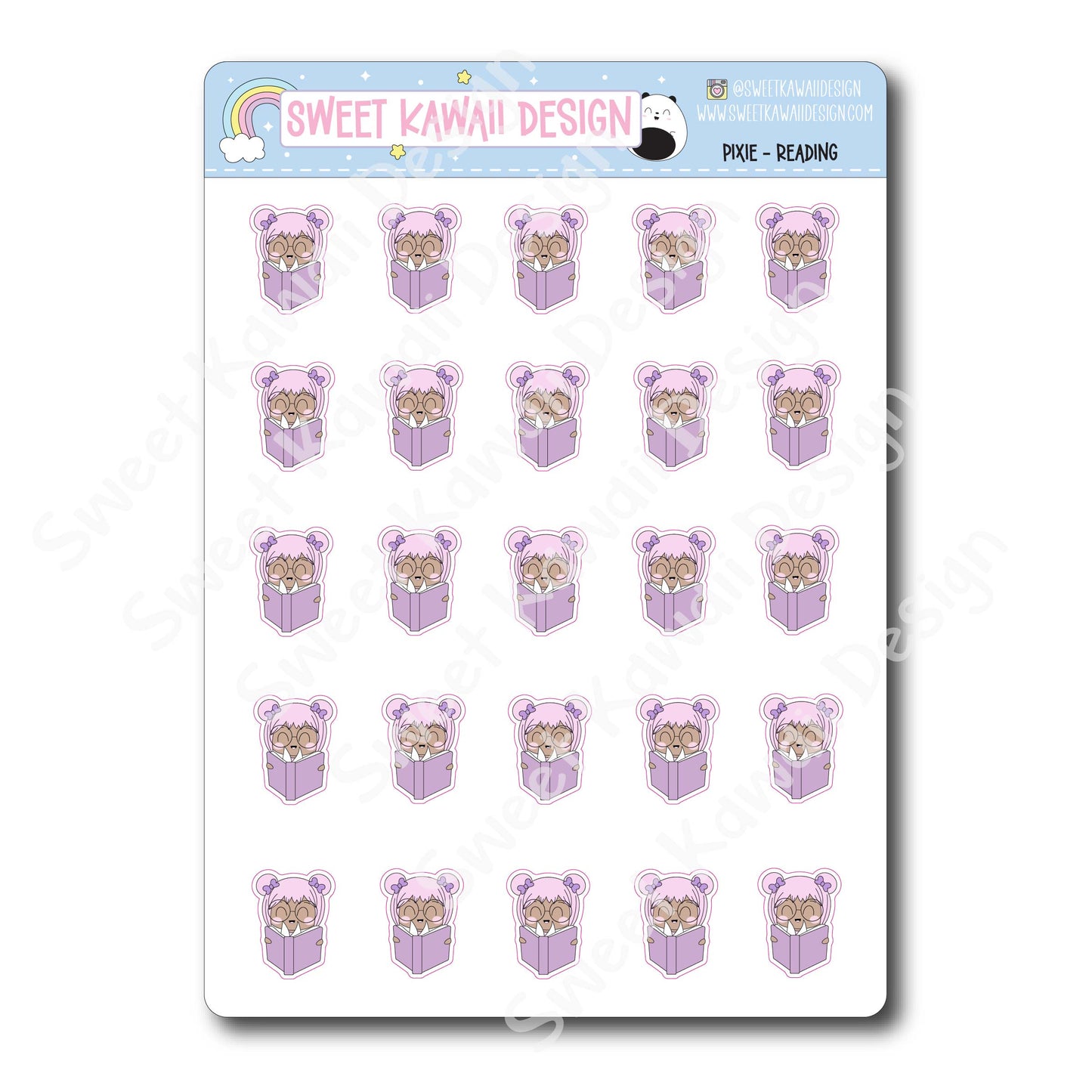 Kawaii Pixie Stickers - Reading