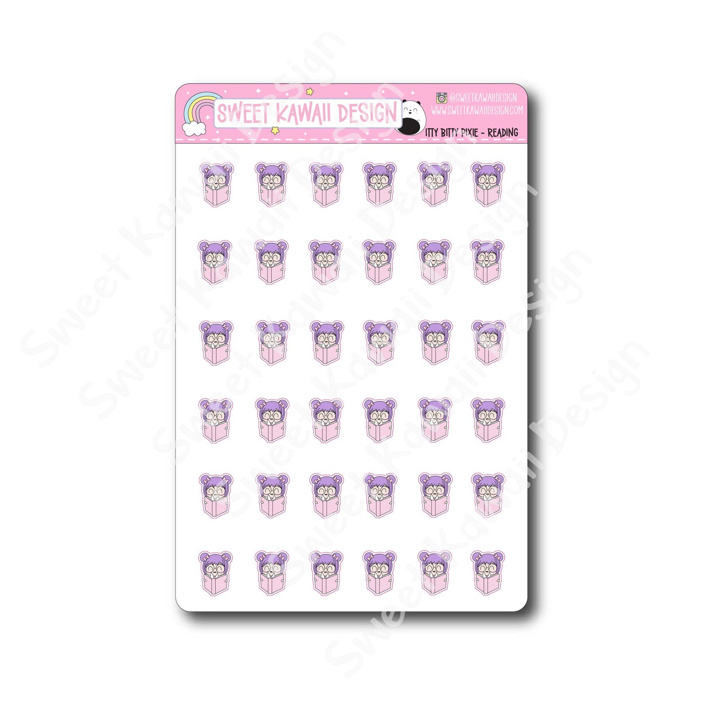 Kawaii Pixie Stickers - Reading