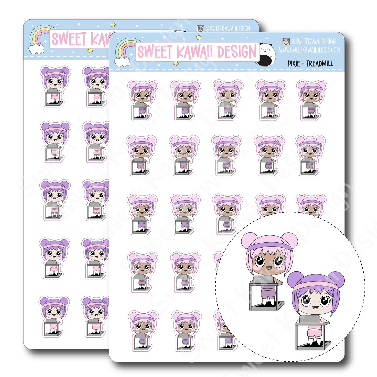 Kawaii Pixie Stickers - Treadmill