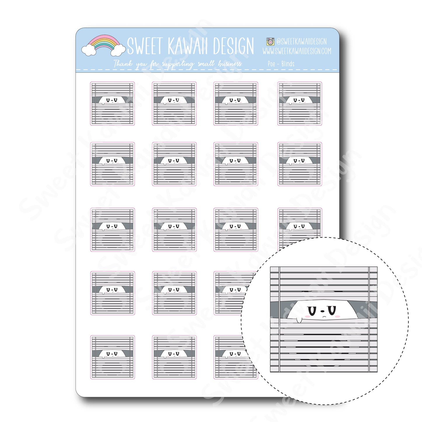 Kawaii Poe Stickers - Blinds