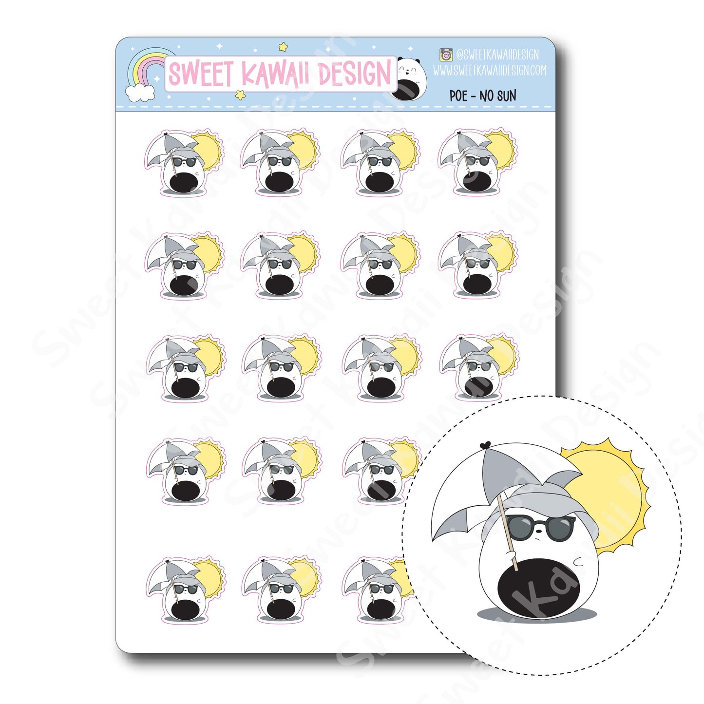 Kawaii Poe Stickers - No Sun