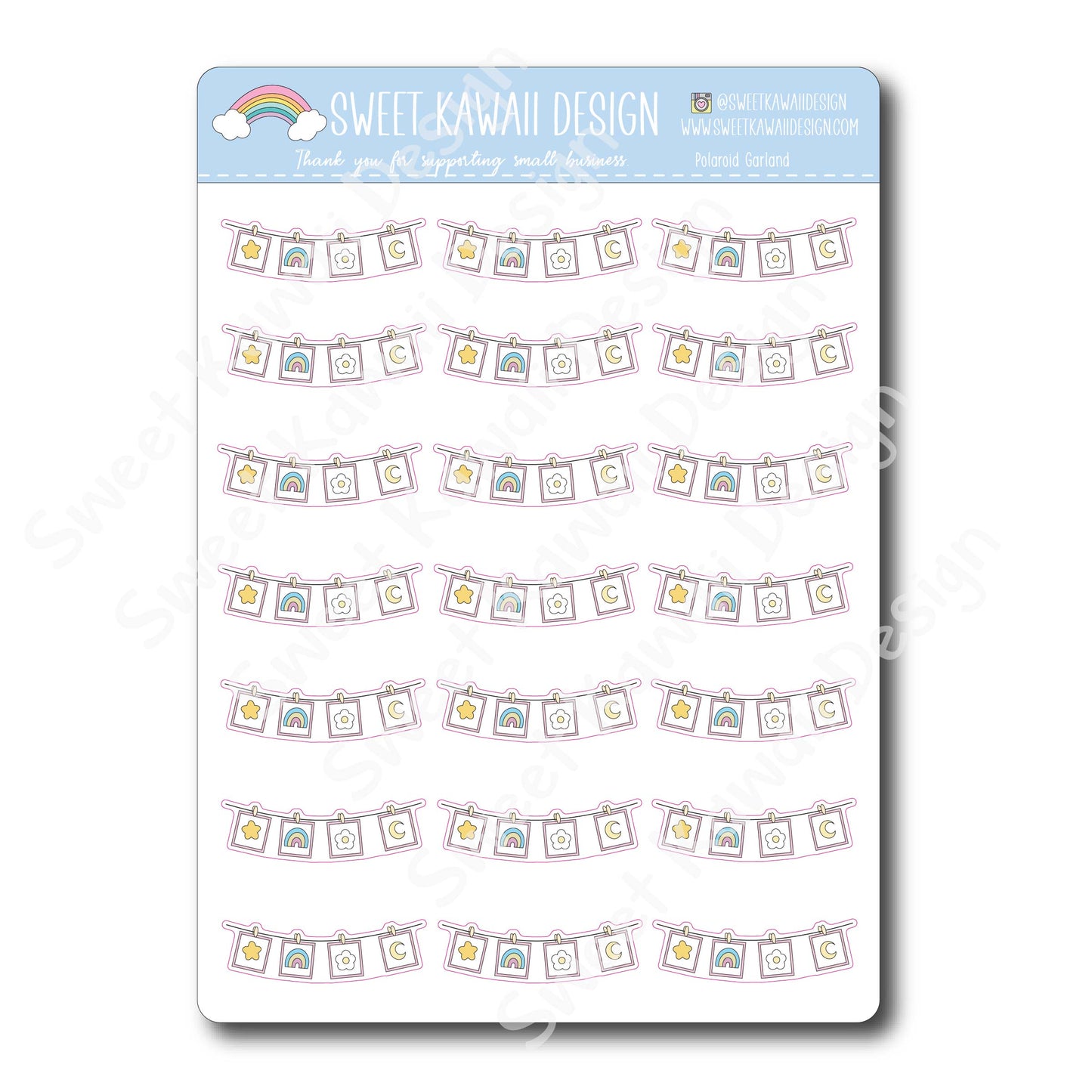 Kawaii Polaroid Garland Stickers