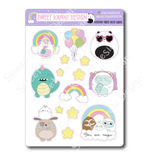 Kawaii Positive Vibes Deco (LARGE) Stickers