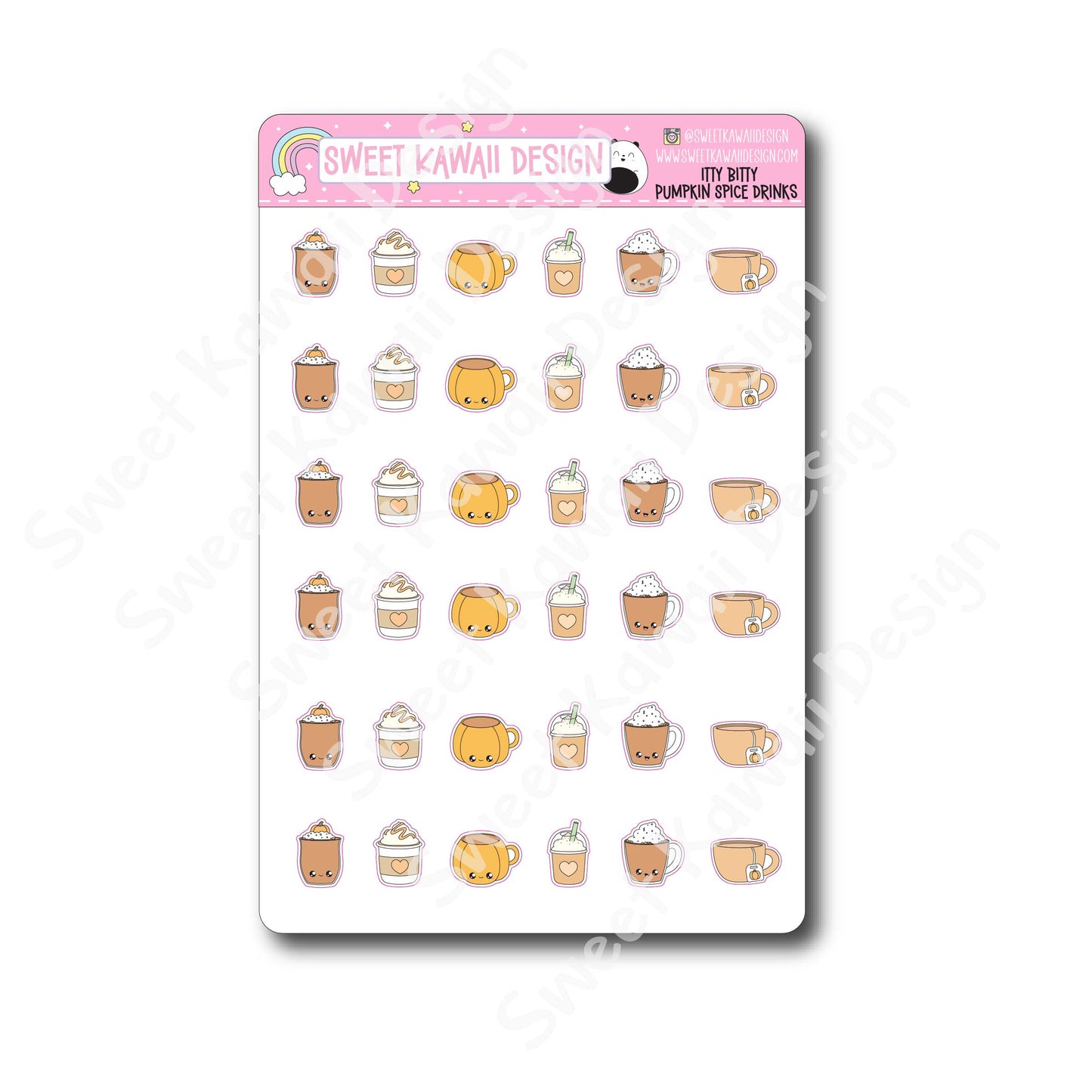 Kawaii Pumpkin Spice Drinks Stickers