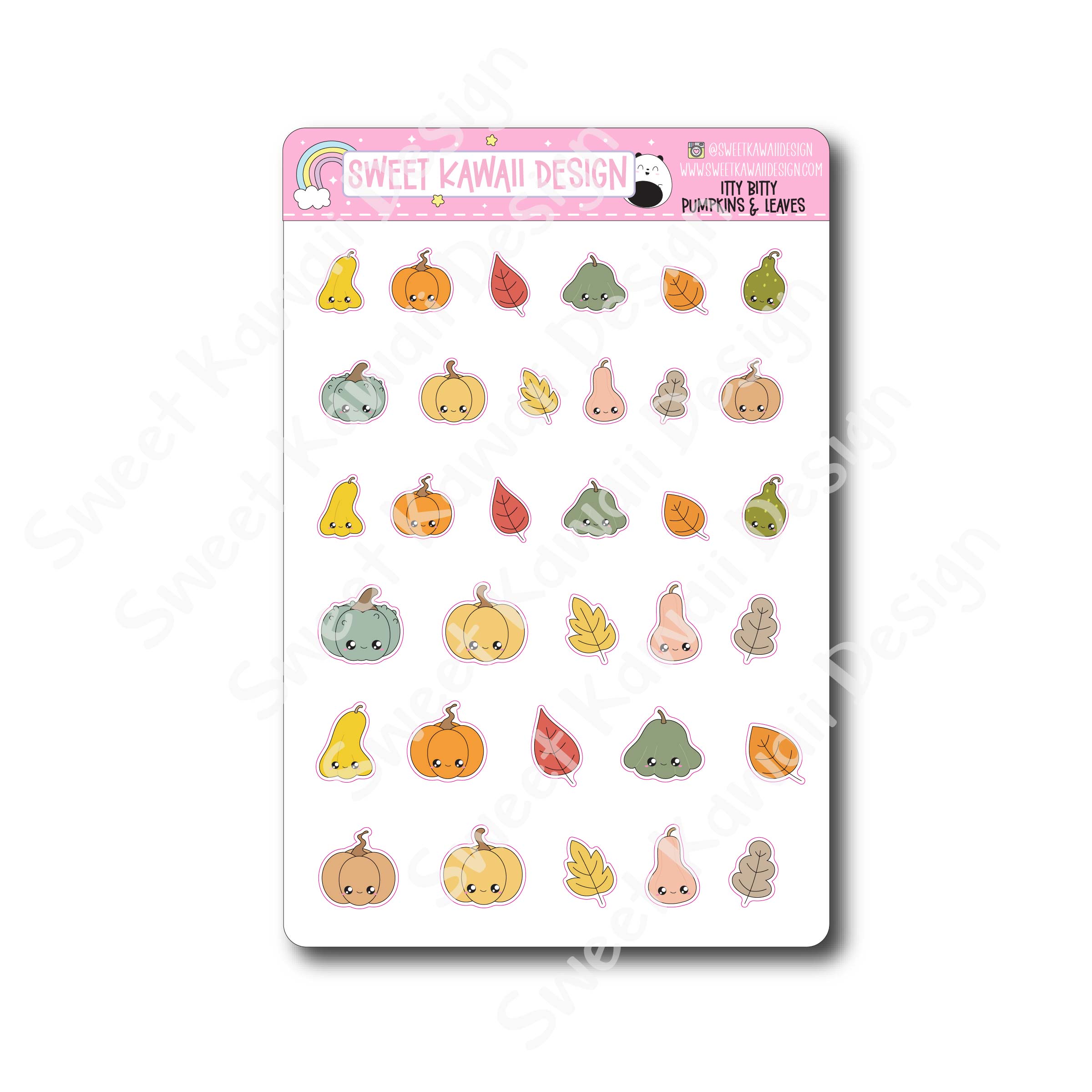 Kawaii Pumpkins and Leaves Stickers